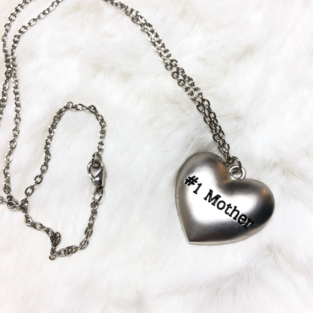 Number 1 Mother Paw Print Heart 18" Necklace Dog/Cat
